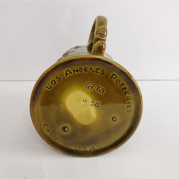 Vtg 1968 Los Angeles Potteries Pitcher Stein Cookie Jar Avacado Green  Fruit - Picture 8 of 11